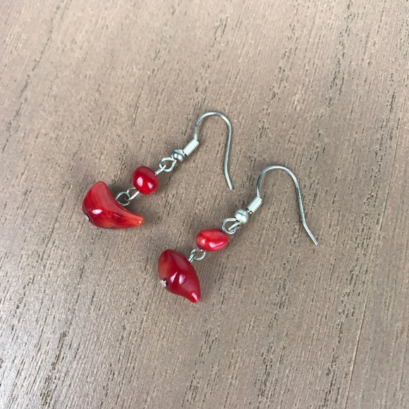 🚫SOLD🚫 NWOT Natural Red Coral Dangle Earrings - Picture 7 of 12